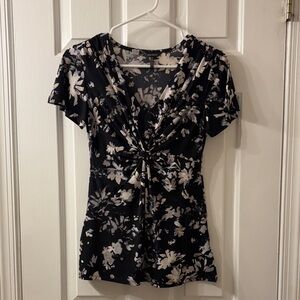 Daisy Fuentes Black and White Floral Blouse
